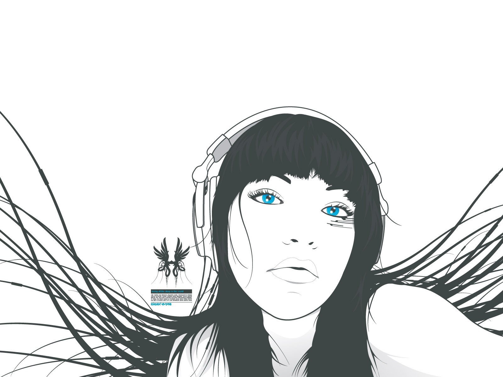 girl vector headphone