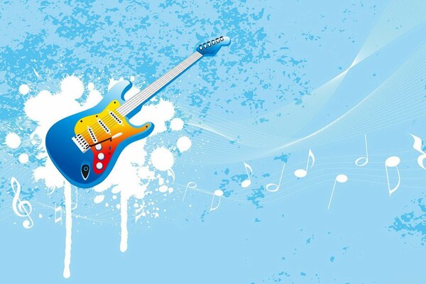 Blue vector of musical guitar