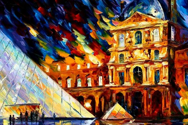 Oil painting Louvre city selection