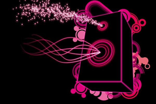 Pink music column vector graphics