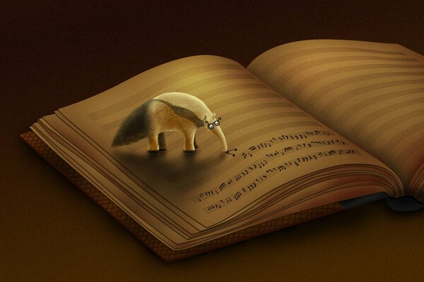 Anteater writes notes in a notebook