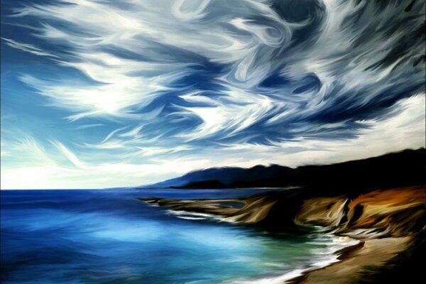 Seascape swirls of clouds