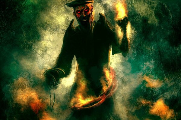 Pirate. A fiery drawing. Hat