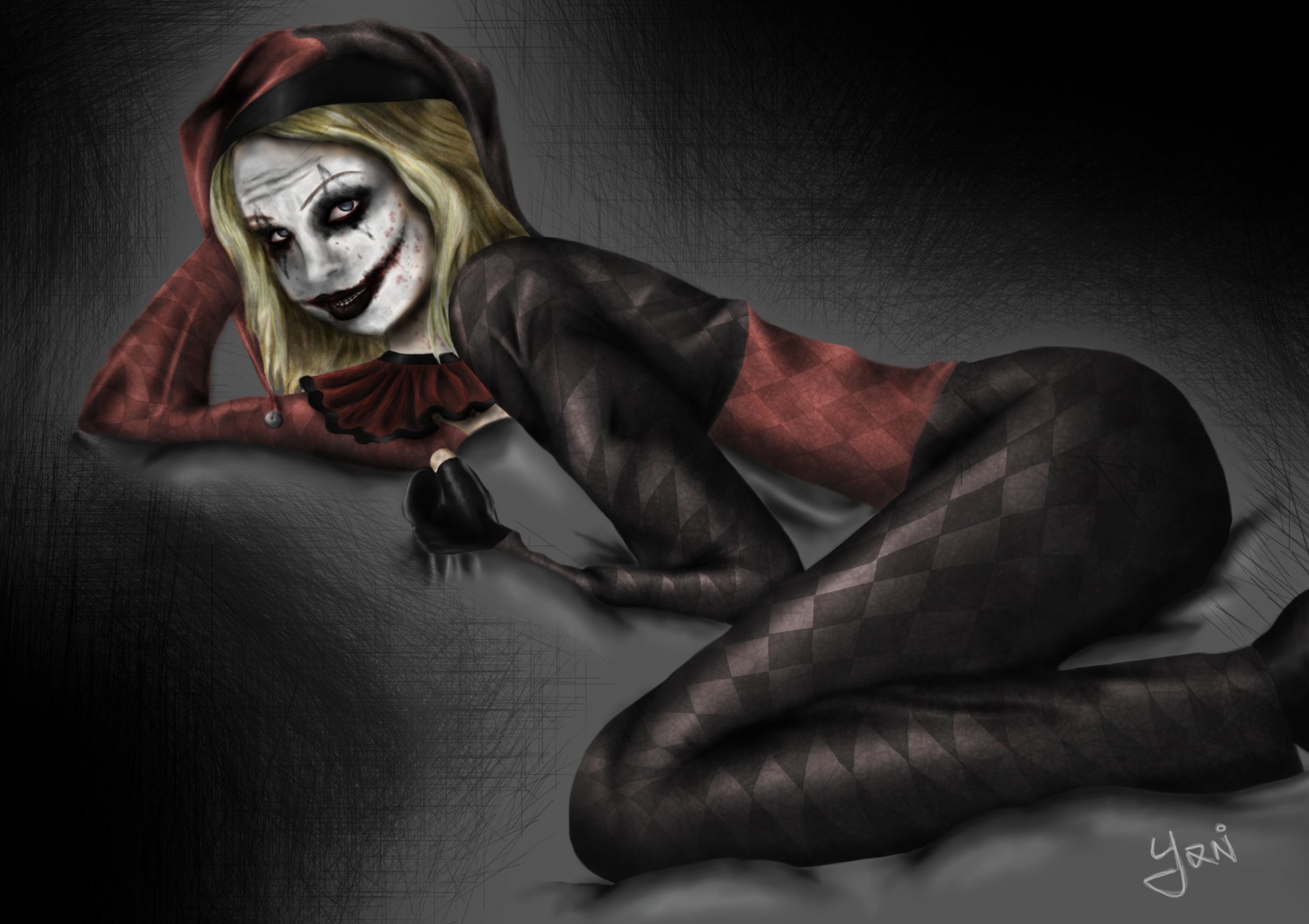 harley quinn villain view suit art