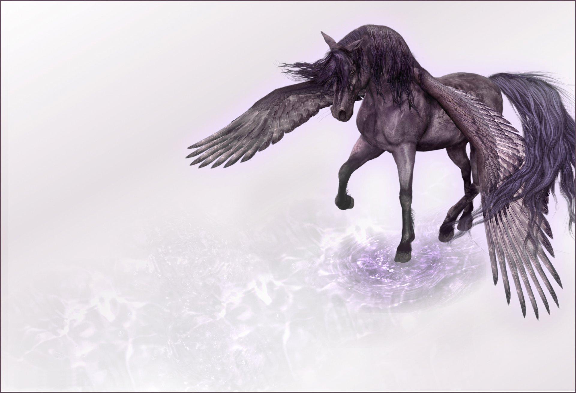 caballo alas pegaso acción minimalismo renderizado