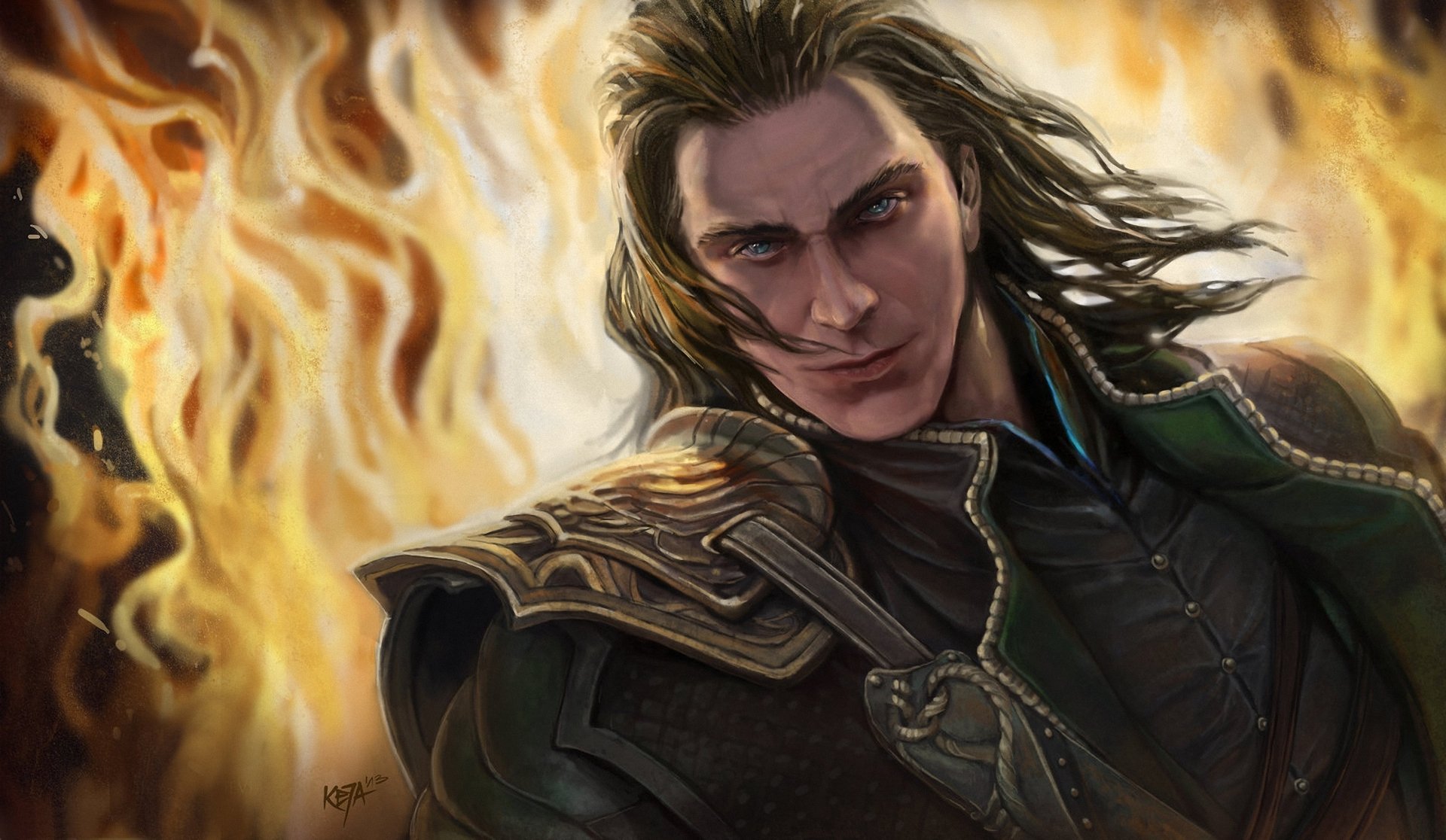 arte loki hombre dios fuego