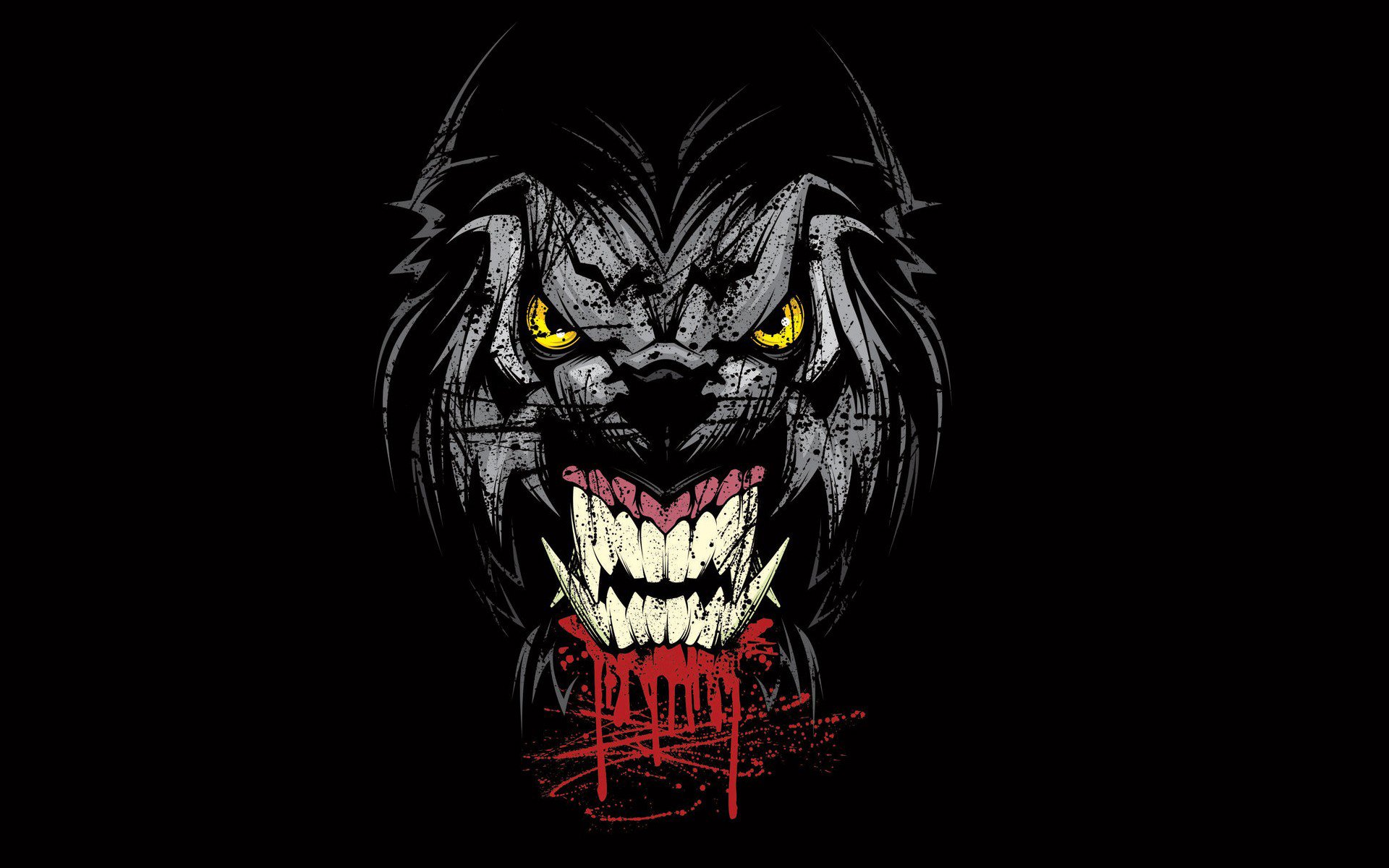 werewolf face grin fangs background