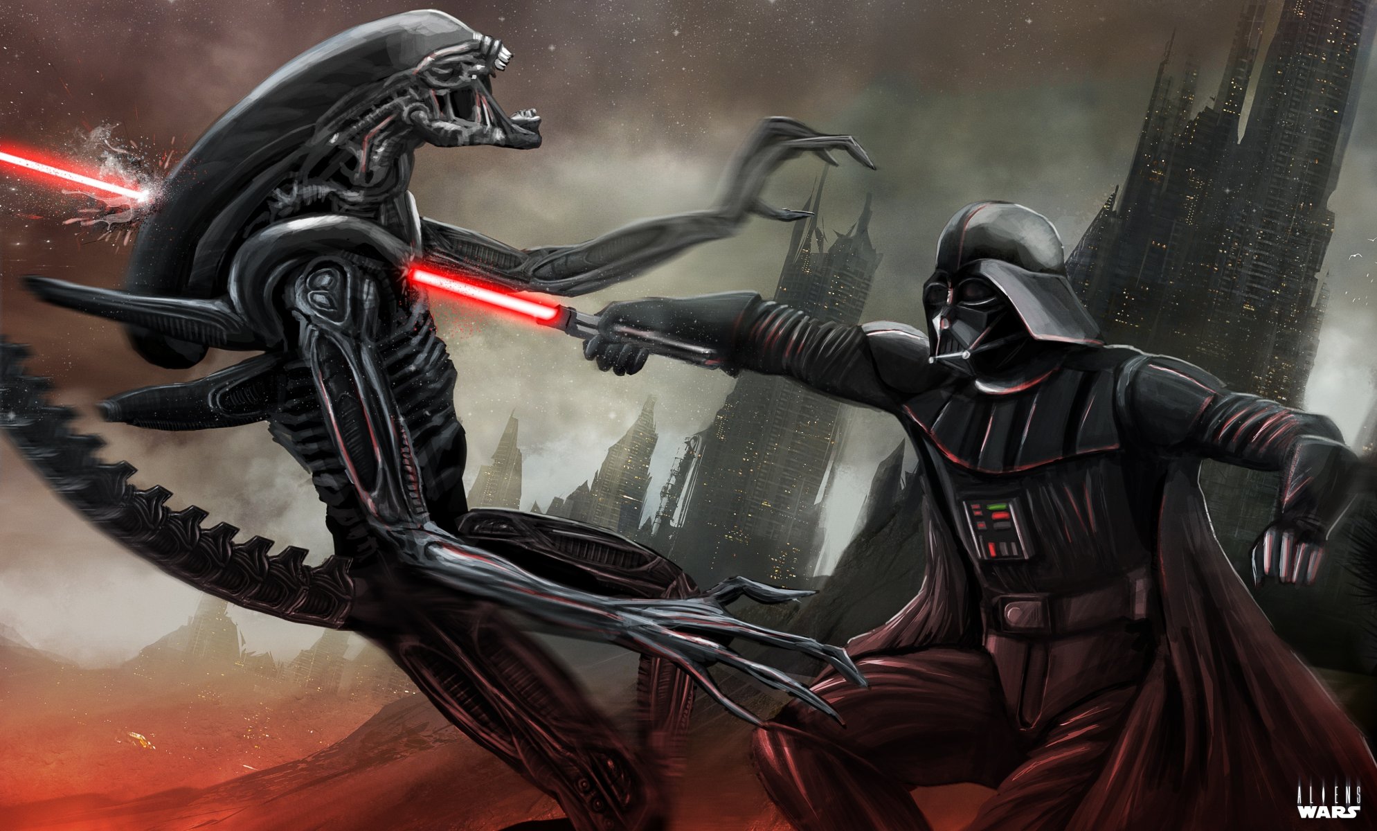 tar wars alien xenomorph crossover darth vader