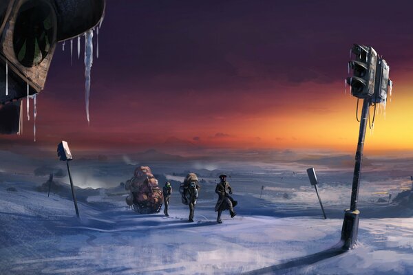 Winter post-apocalyptic landscape