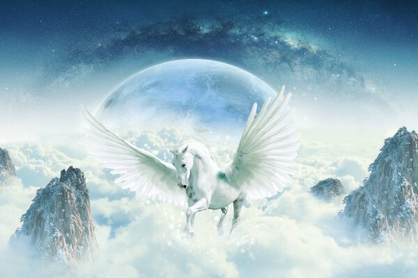 Fantasy Pegasus in the clouds