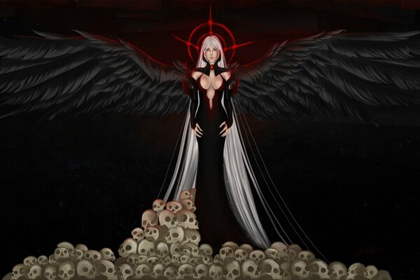 Angel with red glow and black wings