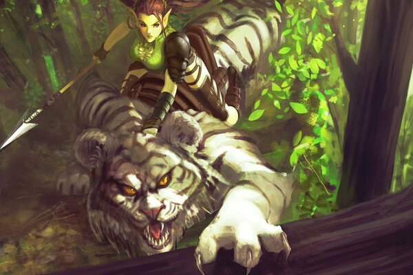 Ragazza Foresta tigre predatore