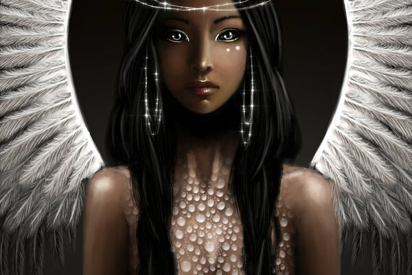Angel girl. Un ange avec un Halo. Fille avec des boucles d oreilles