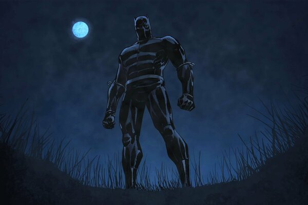 Schwarzer Panther in der Nacht unter dem Mond