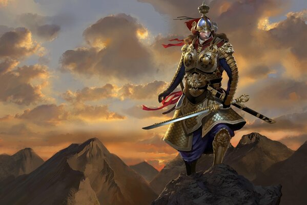 Jiang con una espada en las montañas
