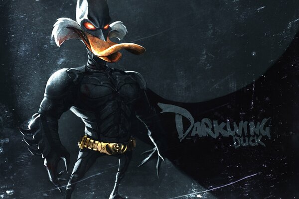 Duck in a Dark Knight costume