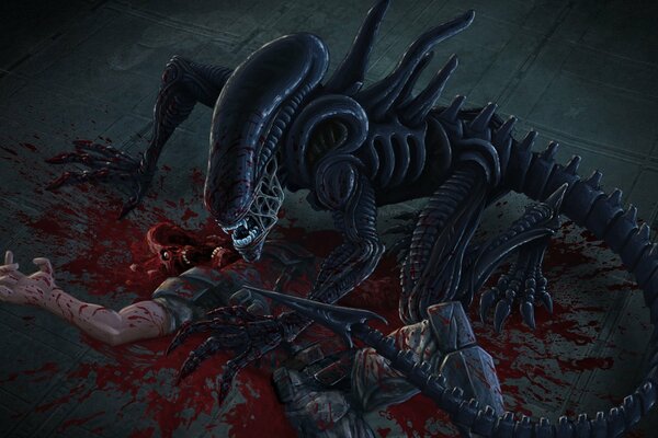 Xenomorph brutally killed a man