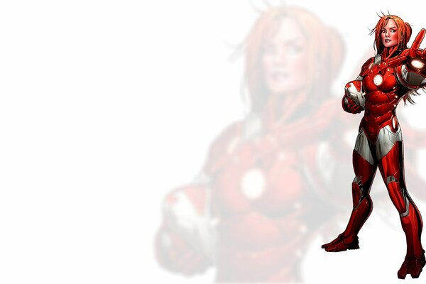 Chica Iron Man en traje rojo