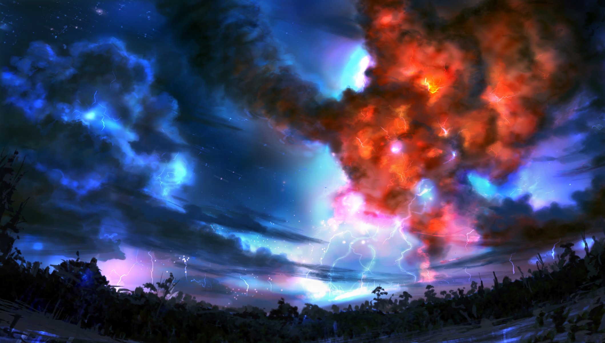 art picture sky clouds lightning