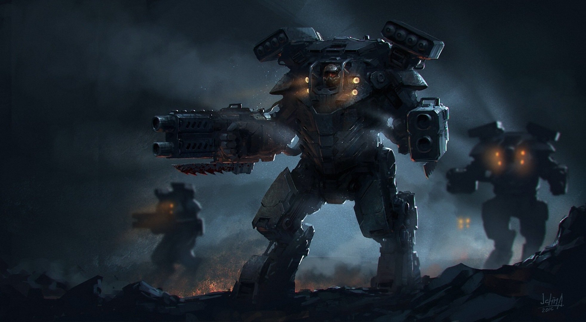 kunst roboter waffen nacht mechwarrior