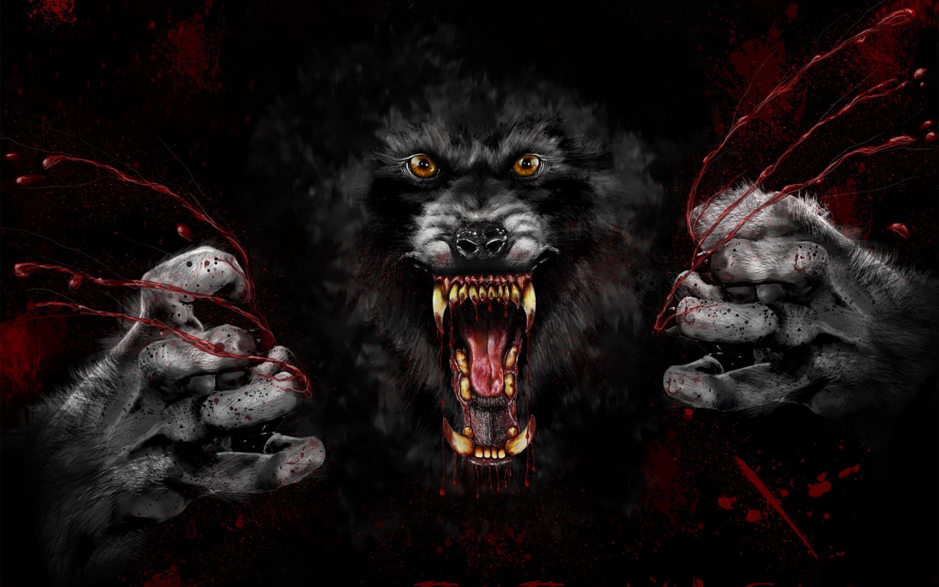 werewolf beast blood creepy fall fangs teeth