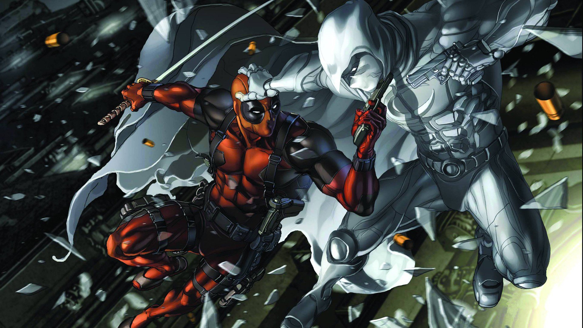 wade wilson marvel deadpool arte pistola caballero de la luna