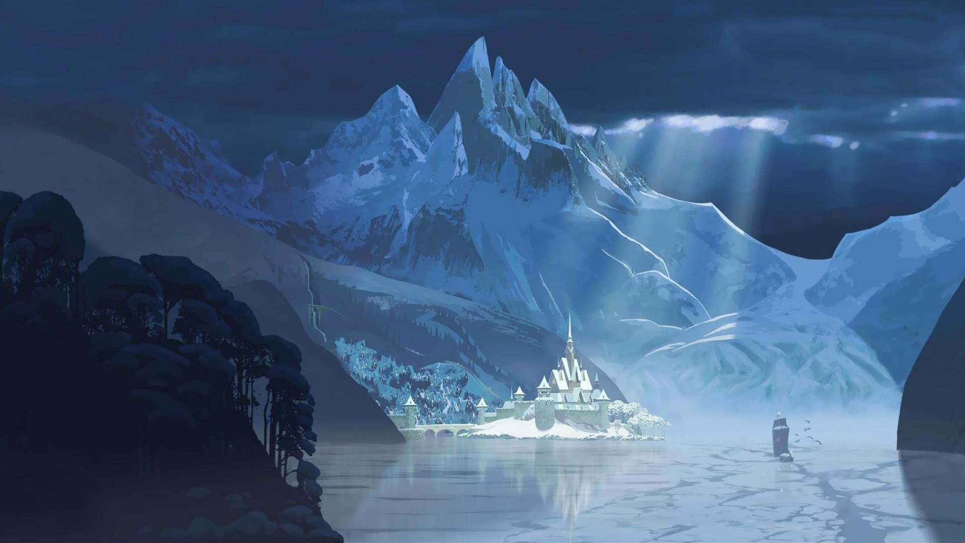 disney congelado corazón frío arendelle arendelle castillo montañas puerto invierno