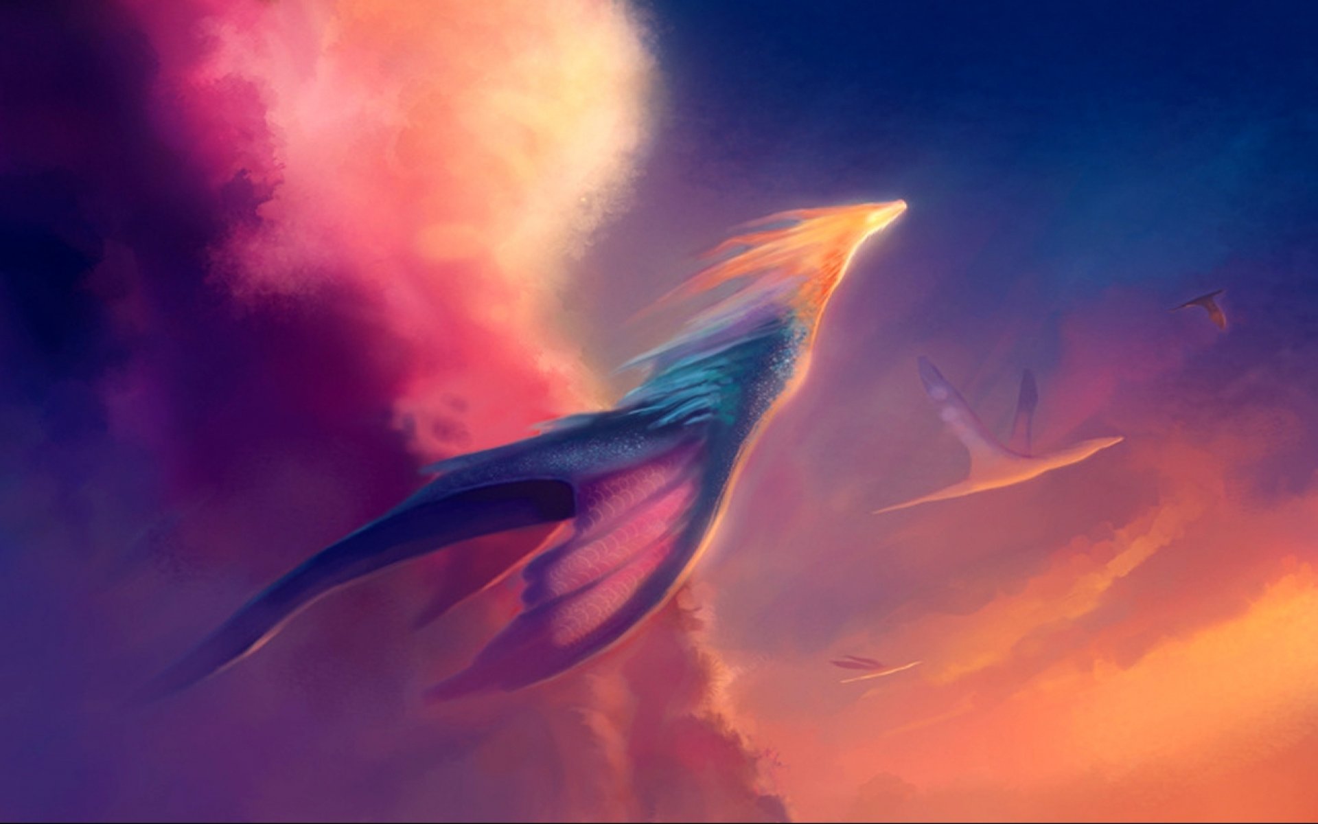 art neo nuages lumière soleil dragons