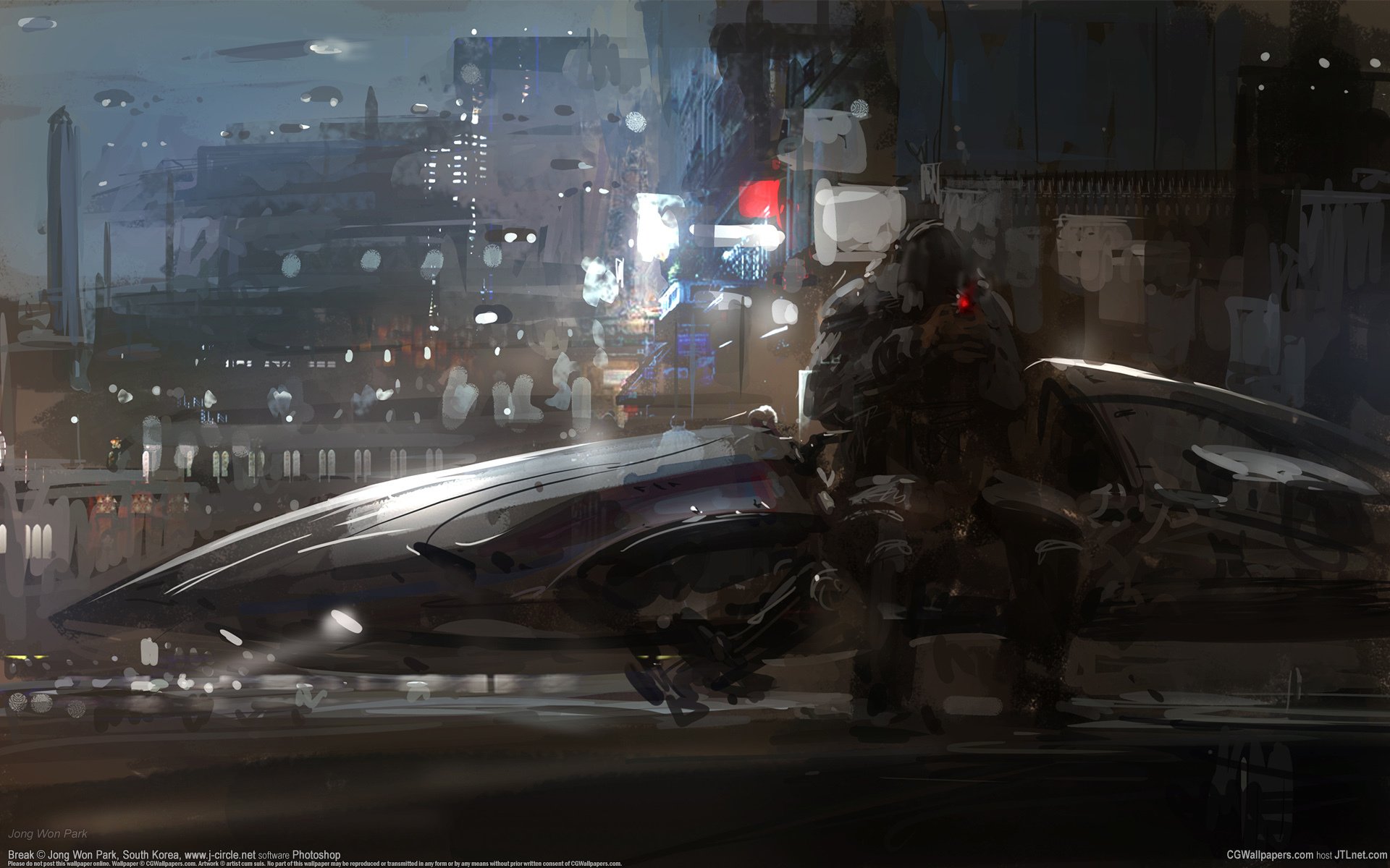 chen won park break cg wallpaper sci-fi city ship concept art science fiction man