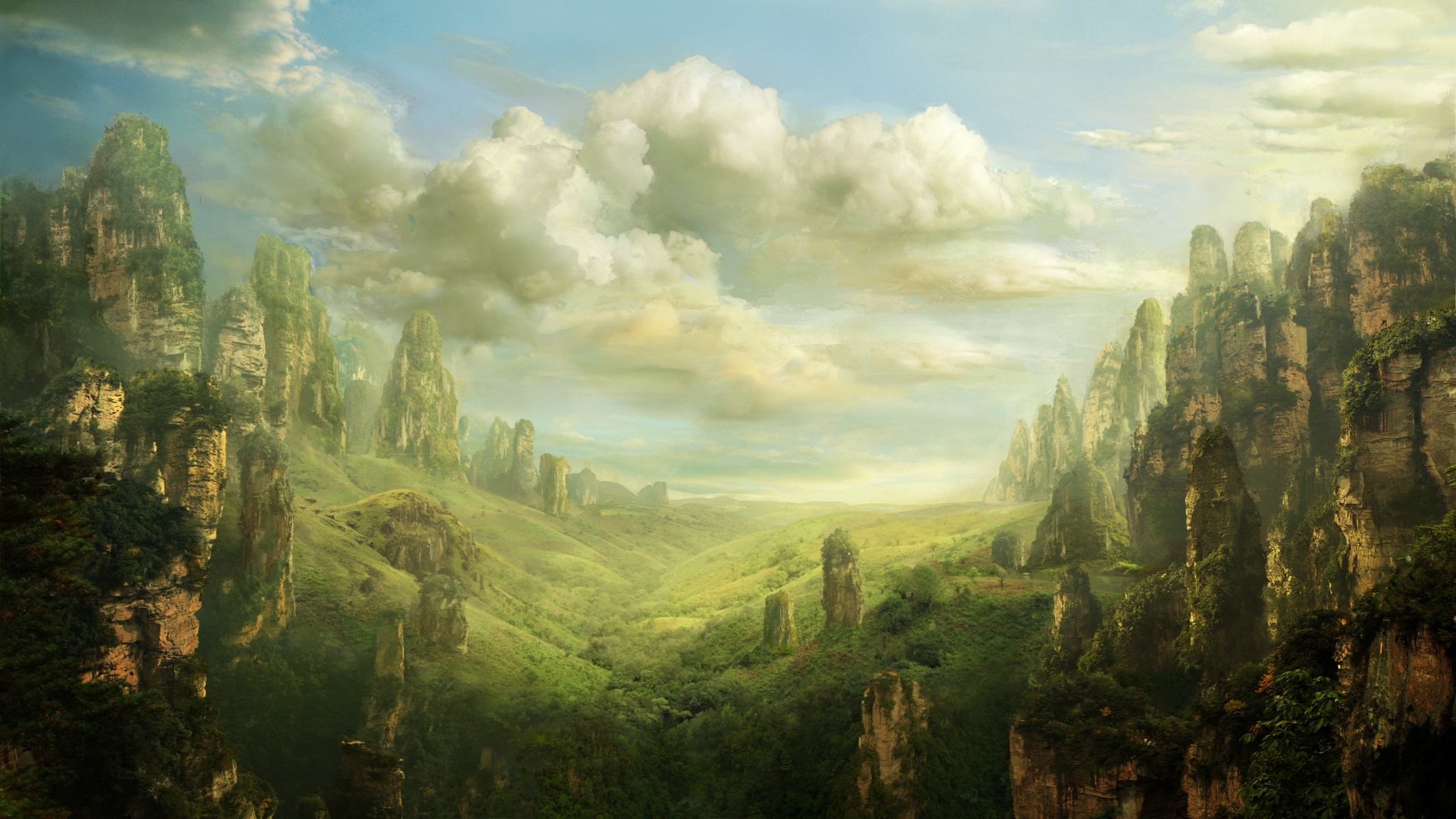 valley pulpoglow fantasy art rocks landscape landscape art