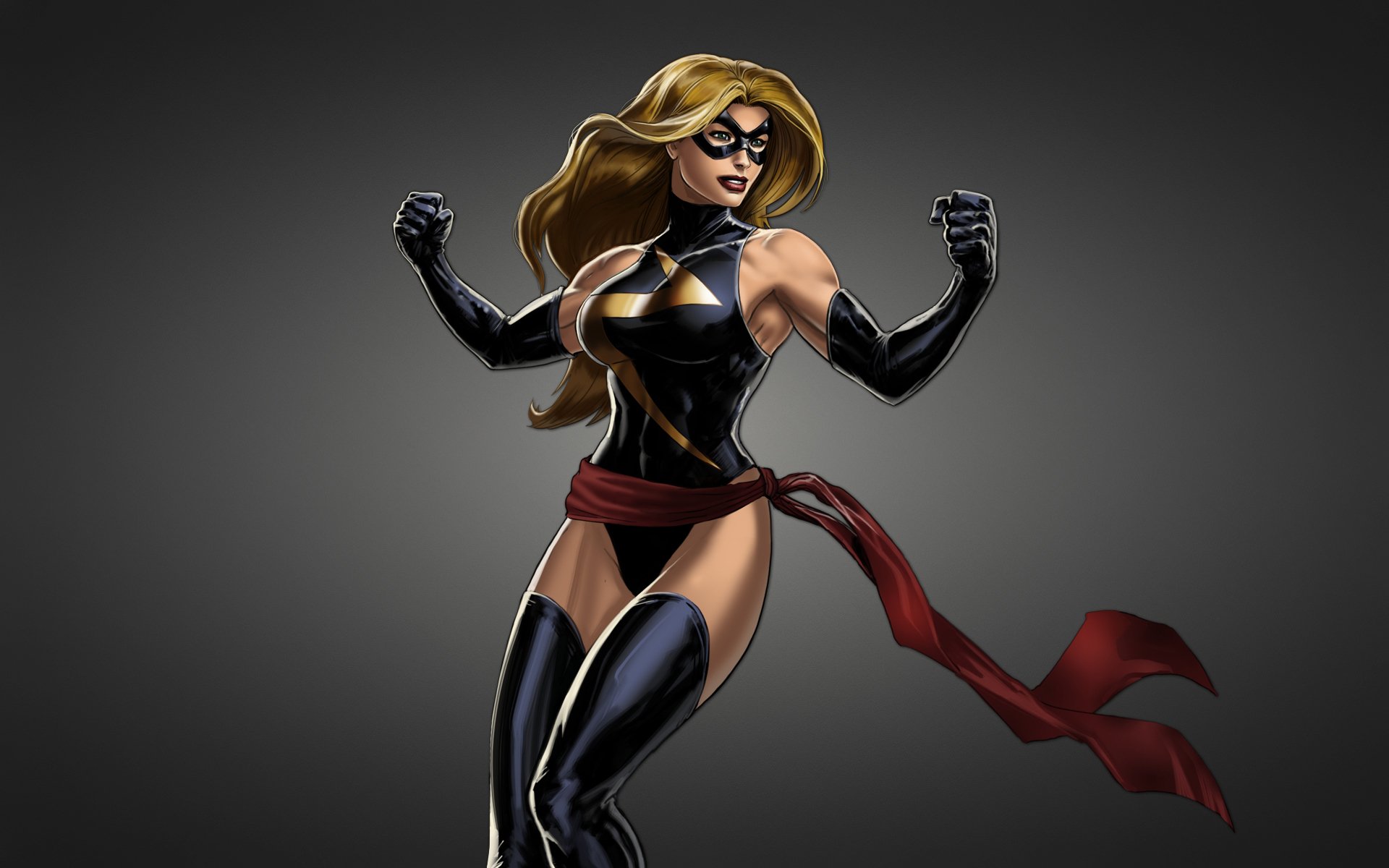 ms. marvel comics girl mask black background