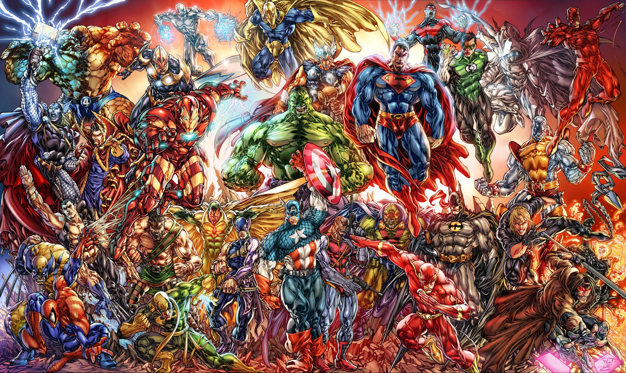 marvel dc universe comics art superheroe