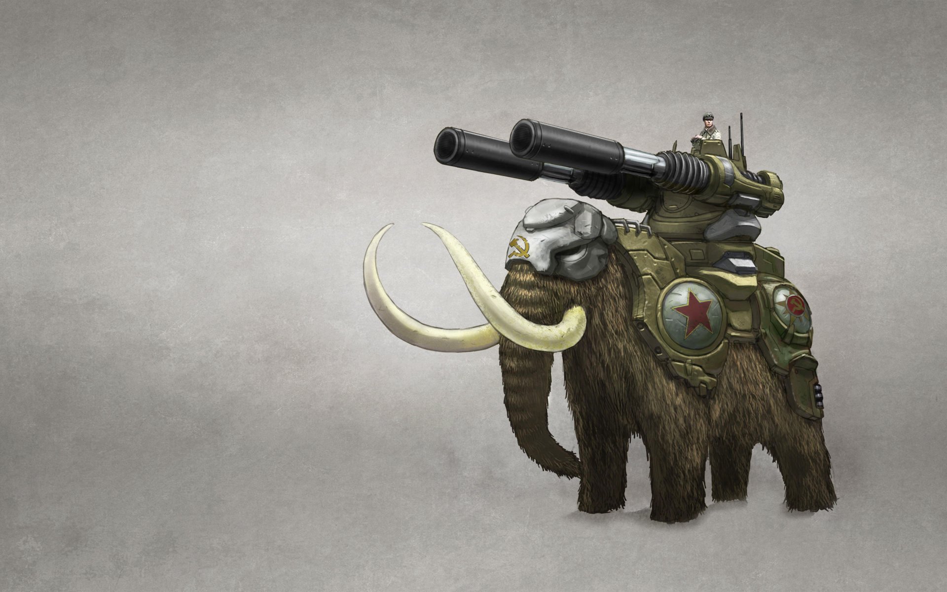 mammoth man elephant tusks weapon gun white background command&conquer red alert