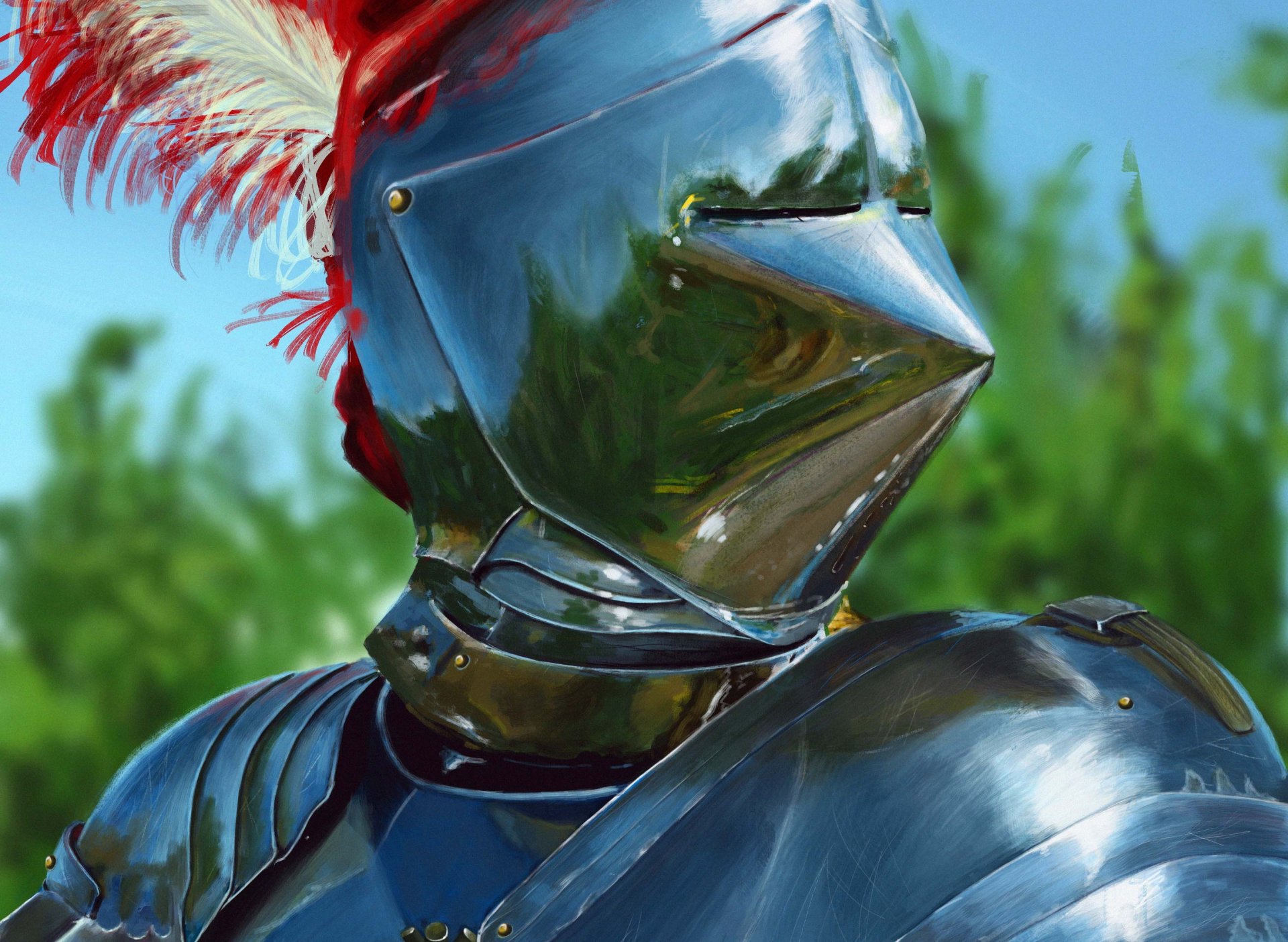 art knight armor feathers metal helmet