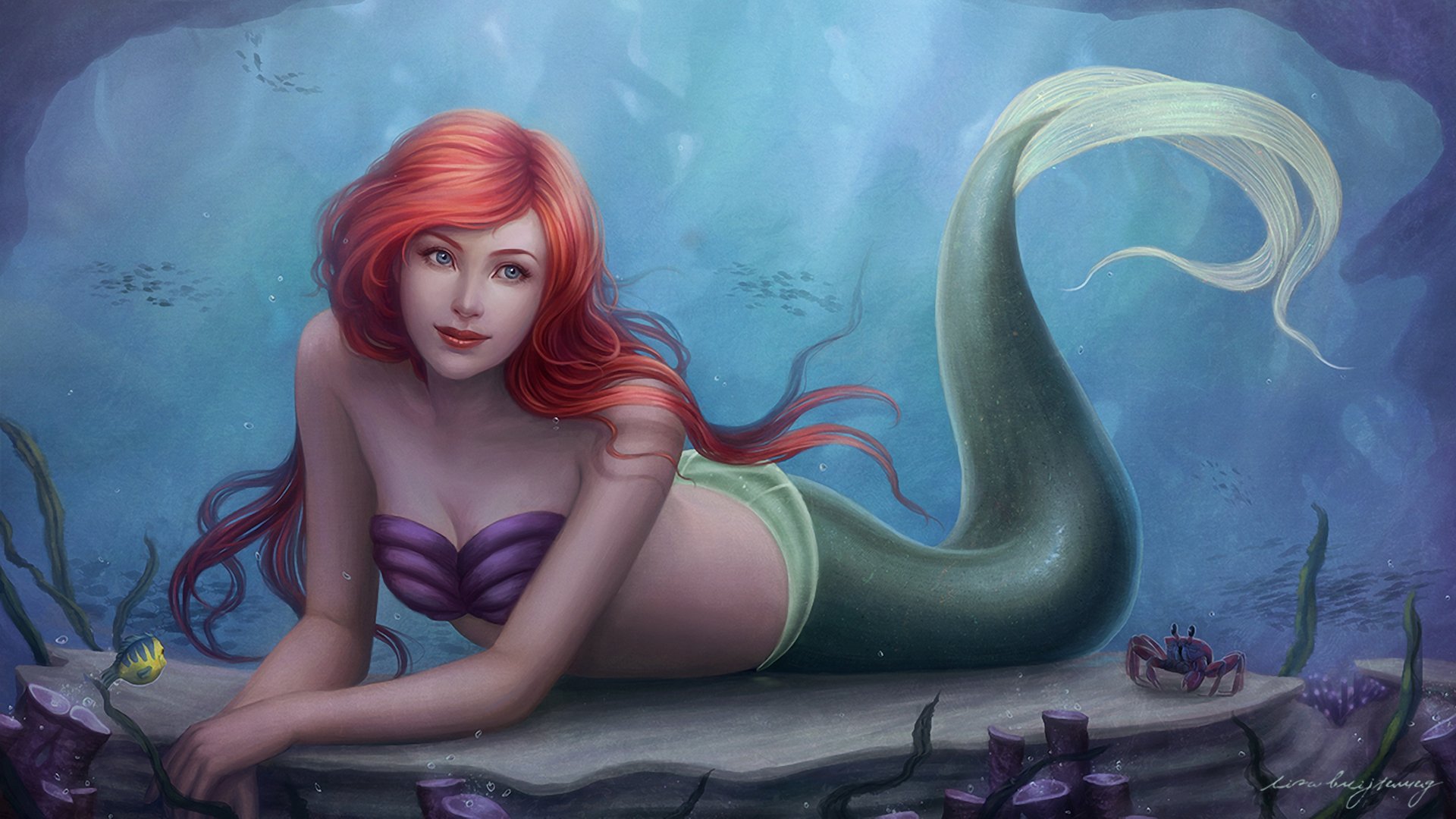 arte zolaida ariel ragazza sirena rossa oceano