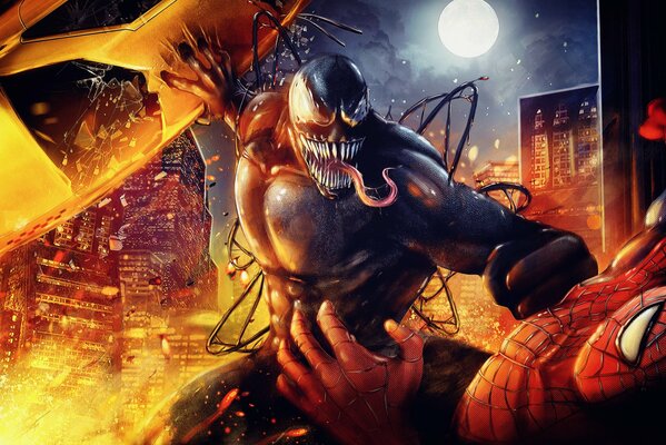 Combattimento mortale di Spider-Man con Venom