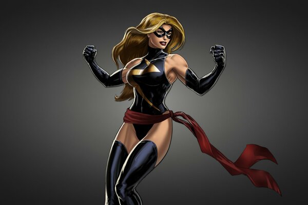 Miss Marvel on a black background