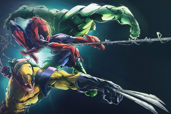 Art Spider-Man, Wolverine y Hulk