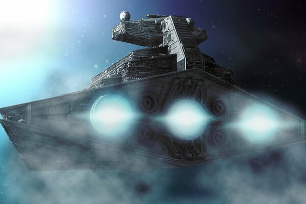 The Imperial cruiser from Star Wars is destroying space