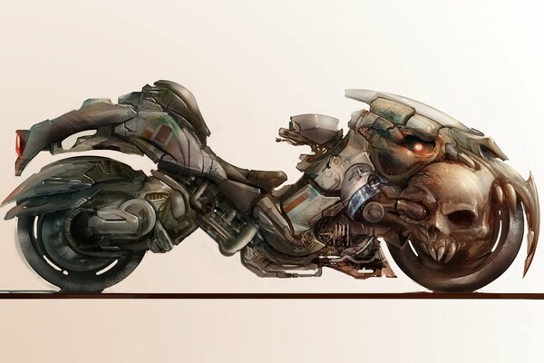 Arte fantástico de la motocicleta del cráneo