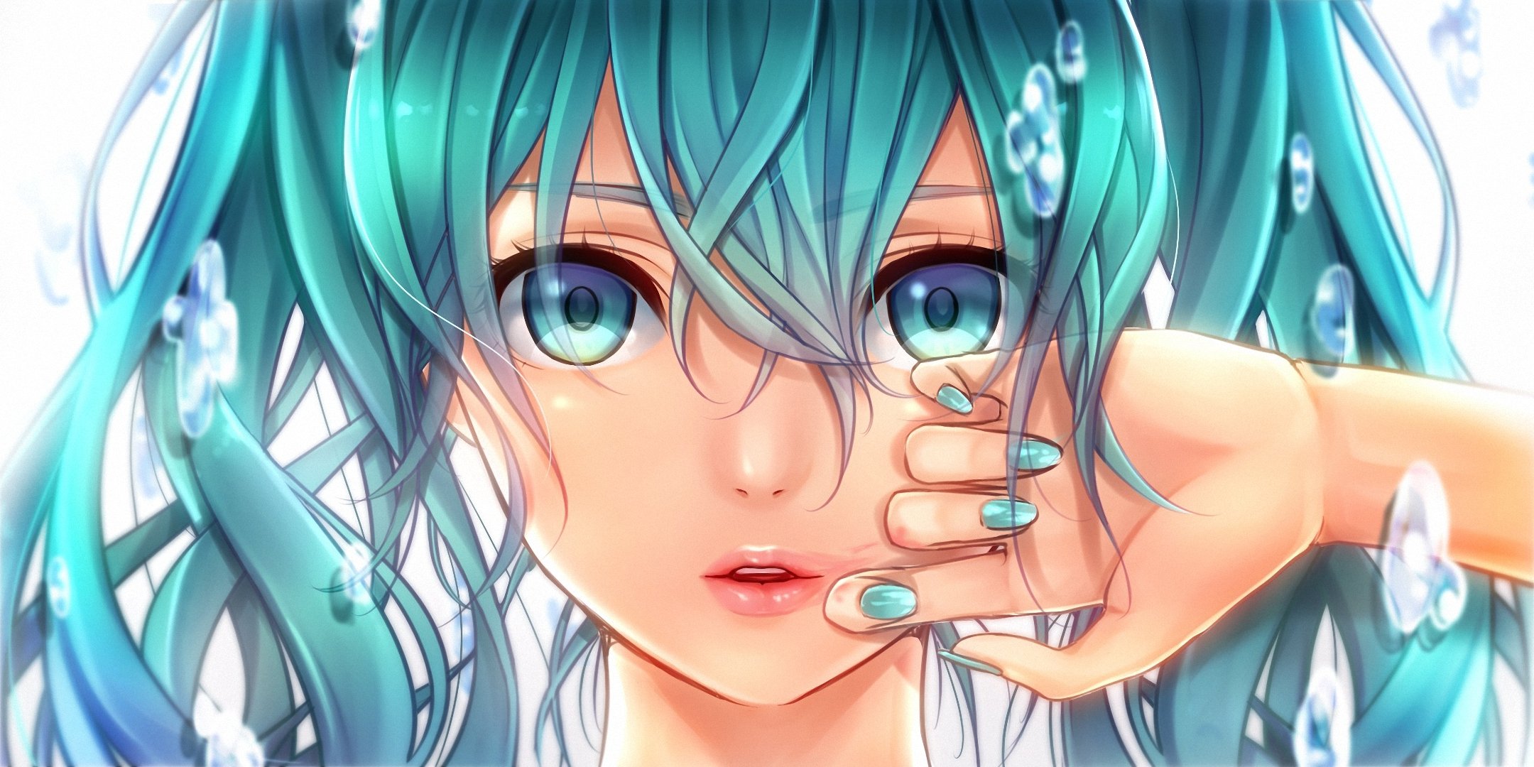 kunst masami chi vocaloid hatsune miku mädchen gesicht hand blasen