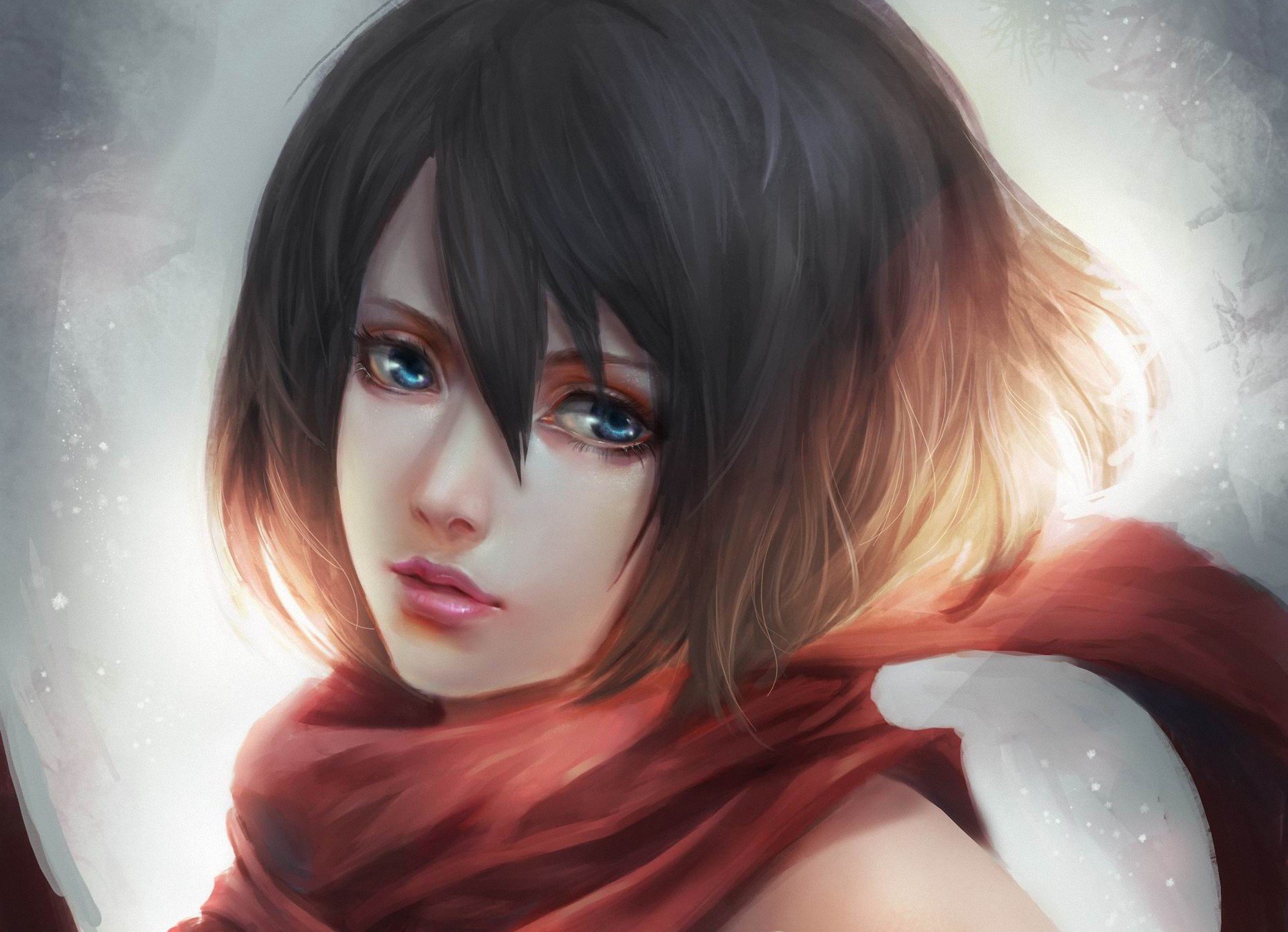 art attack on titan invasion of the titans shingeki no kyojin mikasa ackerman girl scarf face