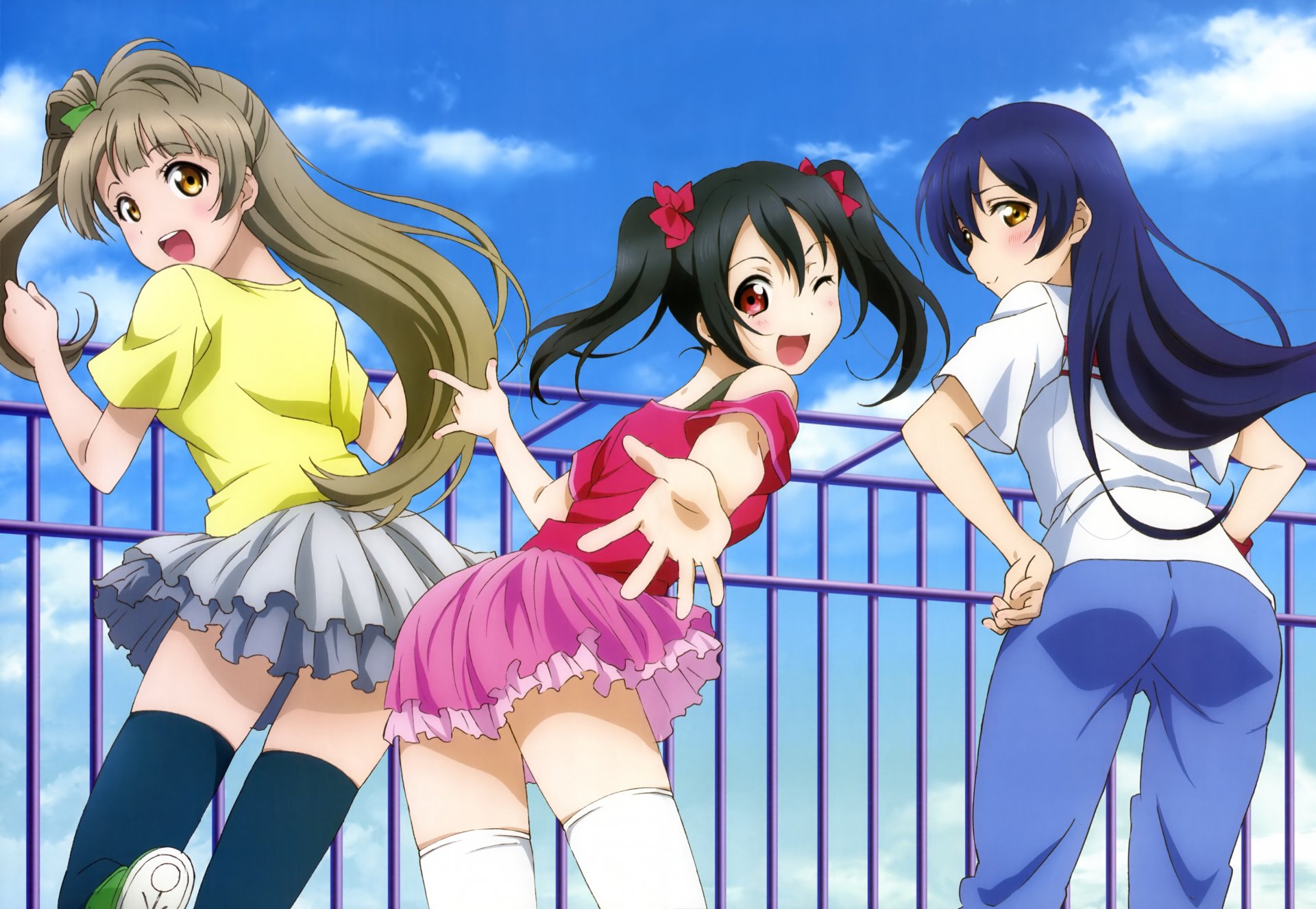 anime arte amor vivo no escuela idol proyecto yazawa nico minami kotori sonoda umi chicas sonriendo posando ídolos