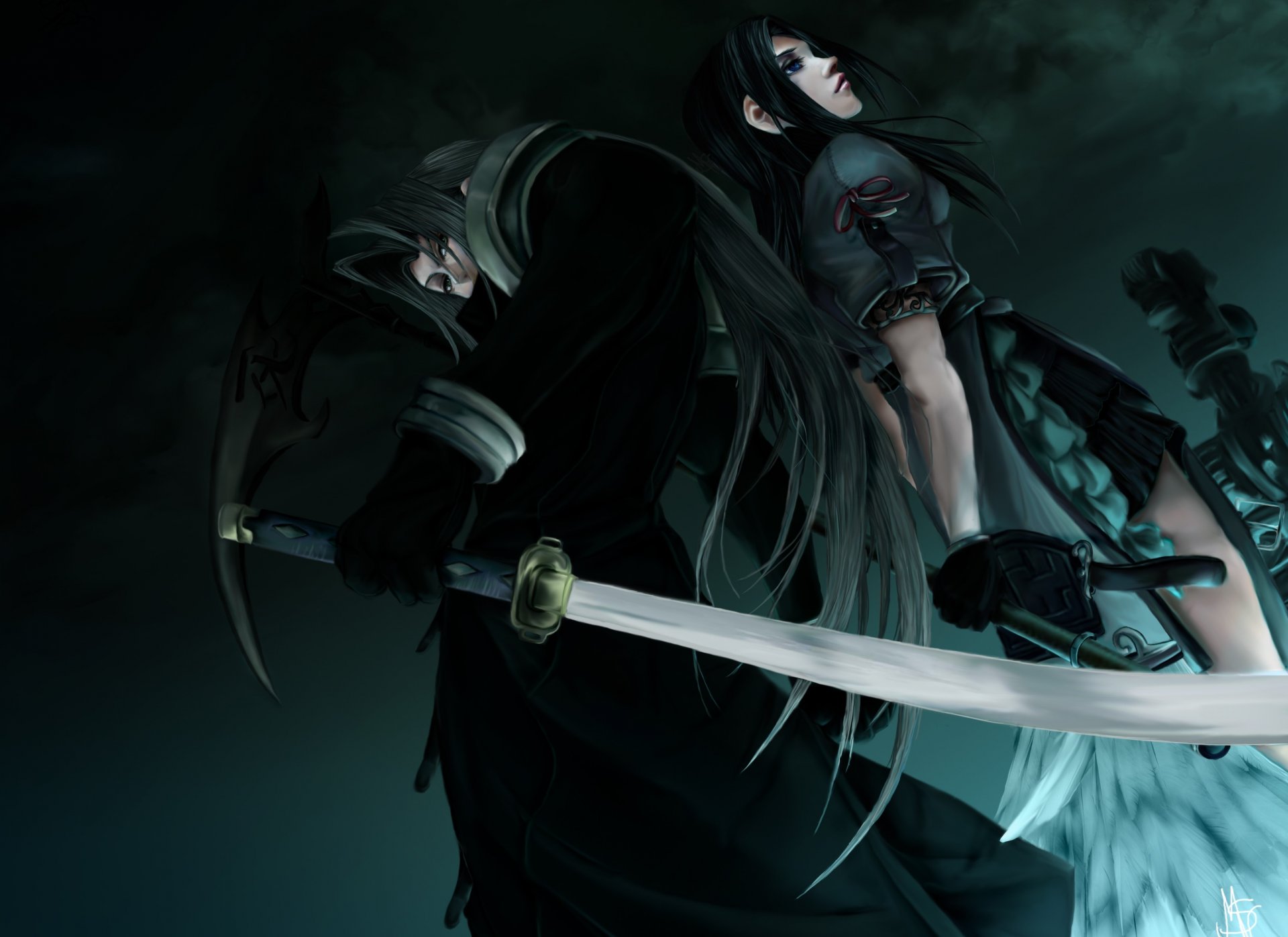 sephiroth final fantasy ragazza ragazzo spada