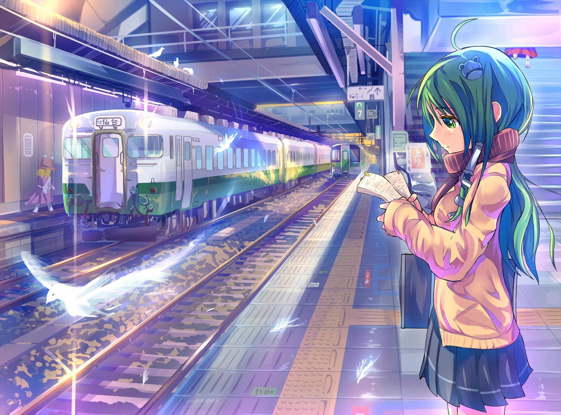 kunst daito touhou kochiya sanae moria suvako u-bahn zug mädchen aufzeichnungen vögel