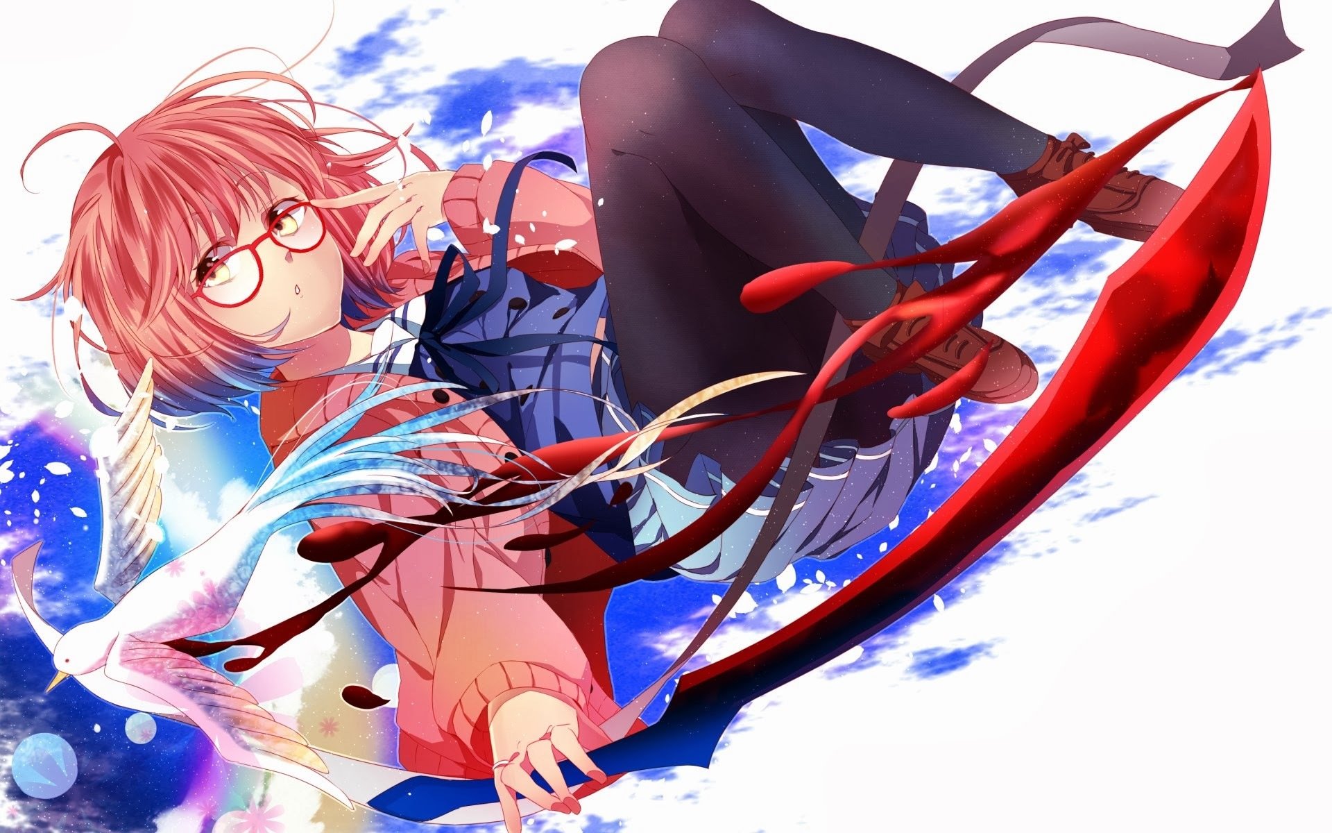 anime kunst kein kyoukai kein seil kuriyama mirai jenseits mädchen brille