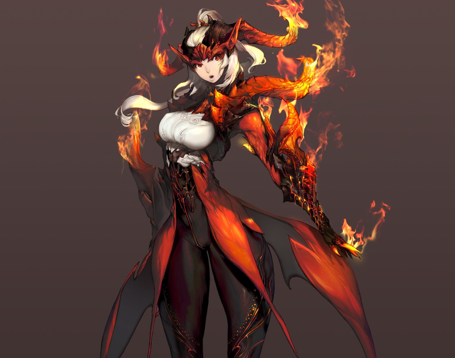 art kim hyung-tae blade&soul girl fire magic armour horn helmet