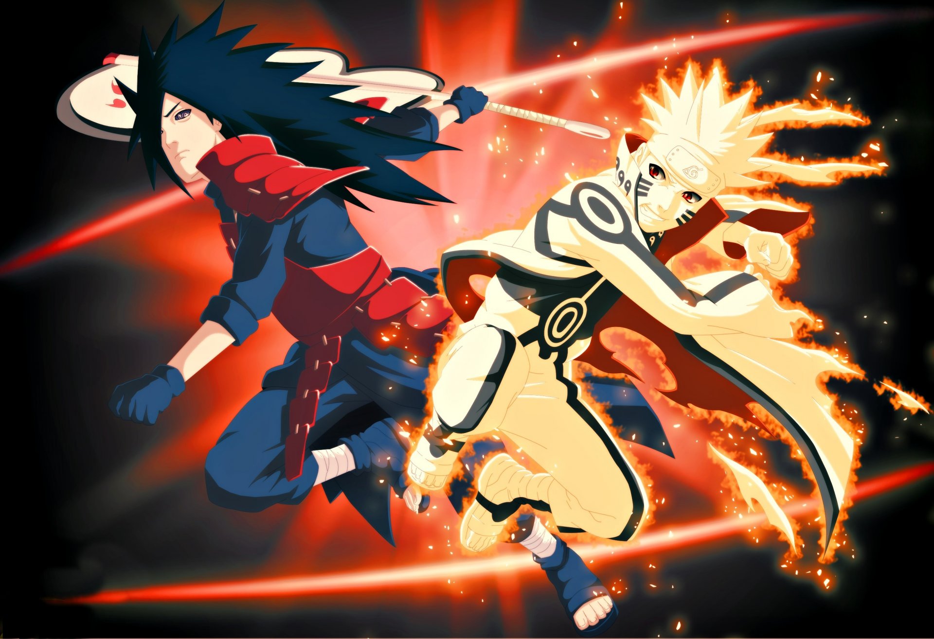 naruto naruto vs madara uchiha madara uzumaki naruto uchiha edo tensei kyubi mode lutte mangeke sharingan rinnegan kinjutsu vs anime manga jeu cape hitayate logo konohagakure no sato flamme feu chakra ninja genin jounin doujut