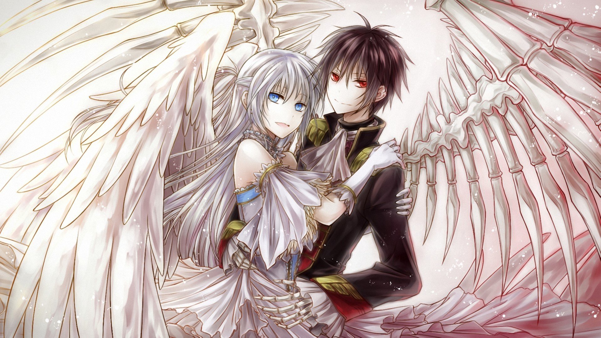 art yuki rengetsu guy girl wings bone demon red eye