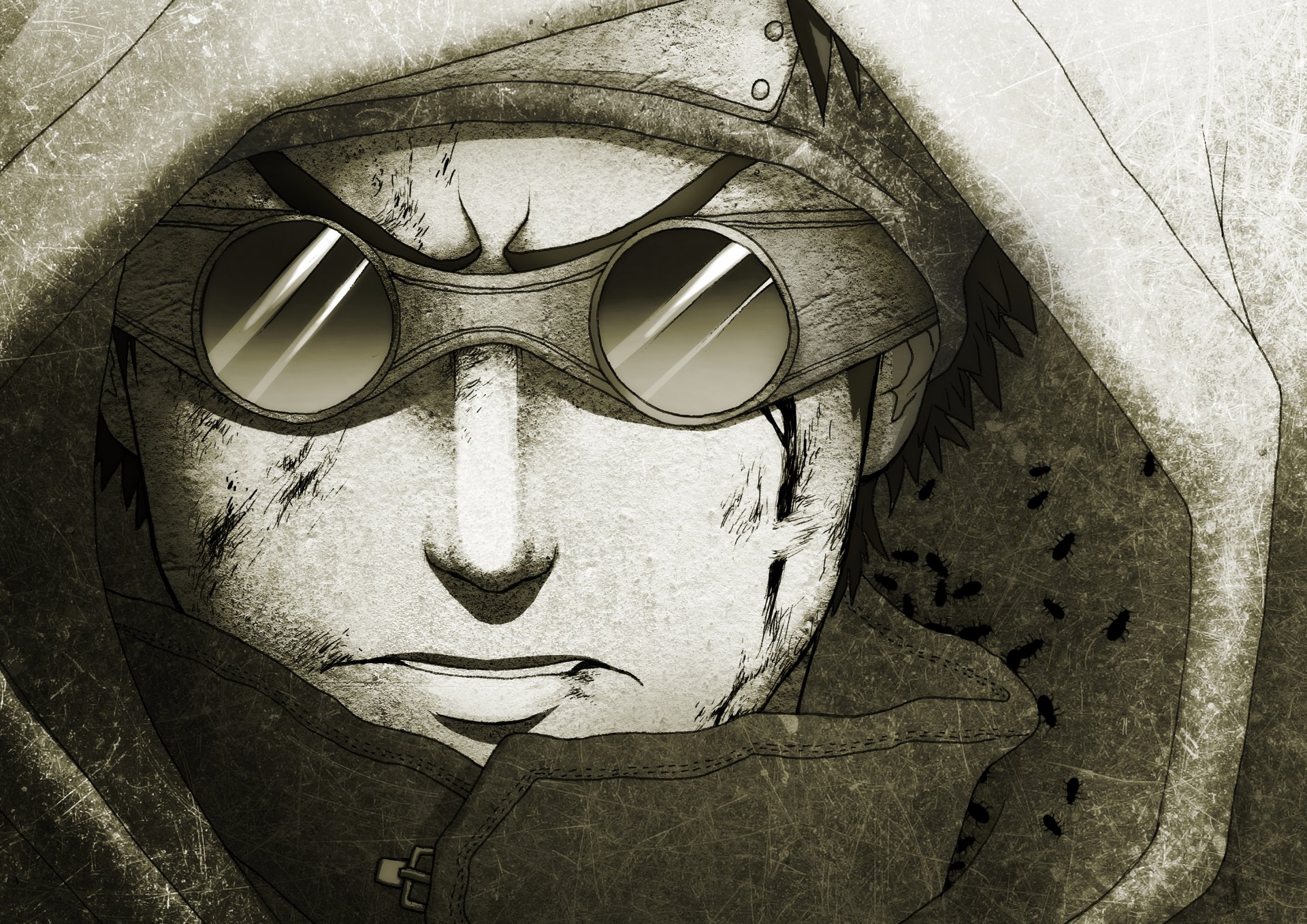 dessin linnyxito naruto aburame shino guy lunettes capot